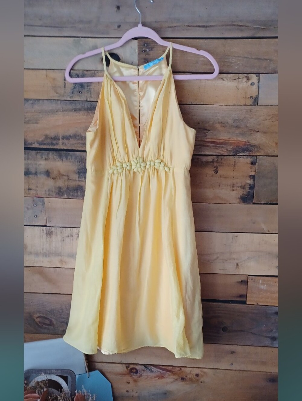 whish Yellow Spaghetti-Strap Floral Waist Dress